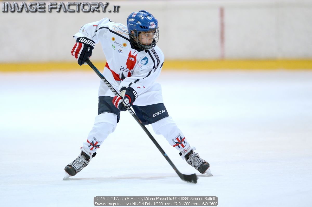2015-11-21 Aosta B-Hockey Milano Rossoblu U14 0380 Simone Battelli